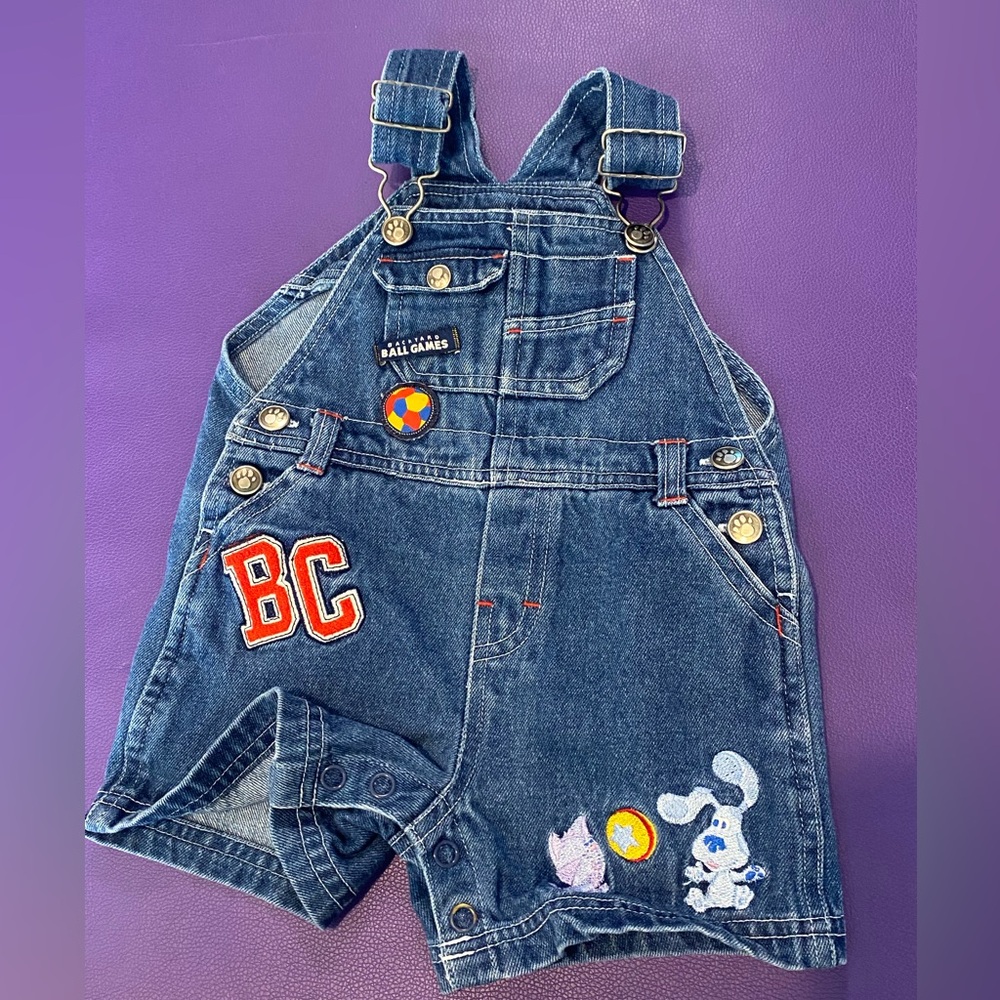 ~RARE~ Vintage Blues Clues 2003 Nick Jr Overalls Shortalls 6-9 Months